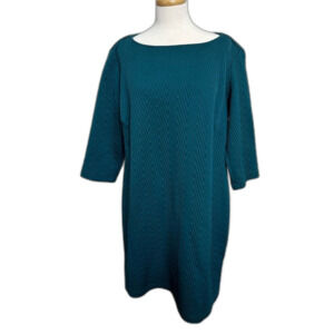 Sharagano Long Sleeve Cable Knit Midi Dress Teal - Plus Size 18W